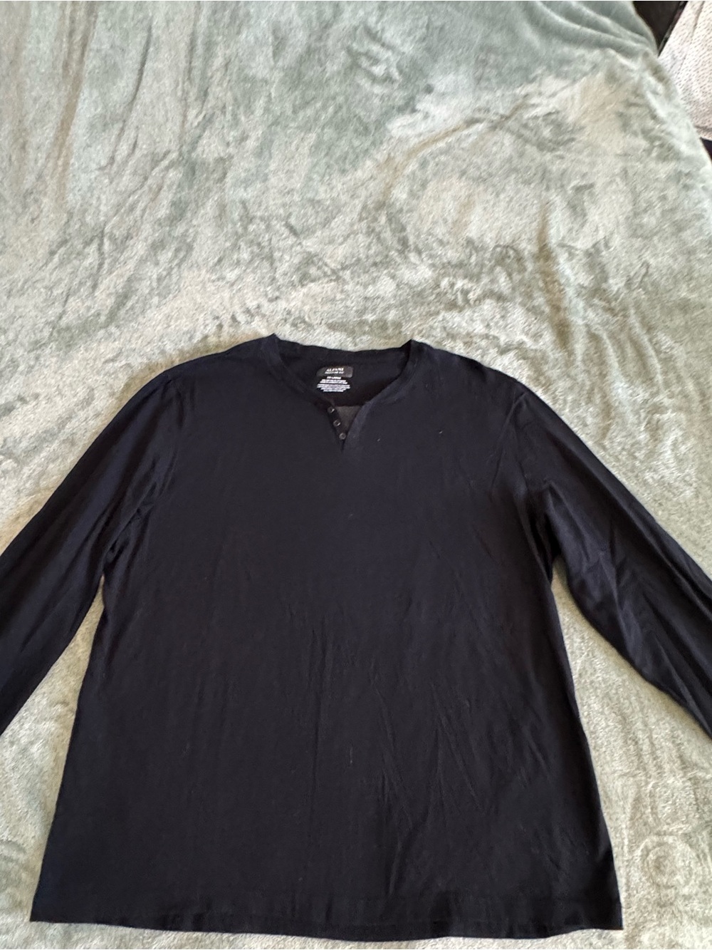 Alfani Black Long-Sleeve Henley Shirt